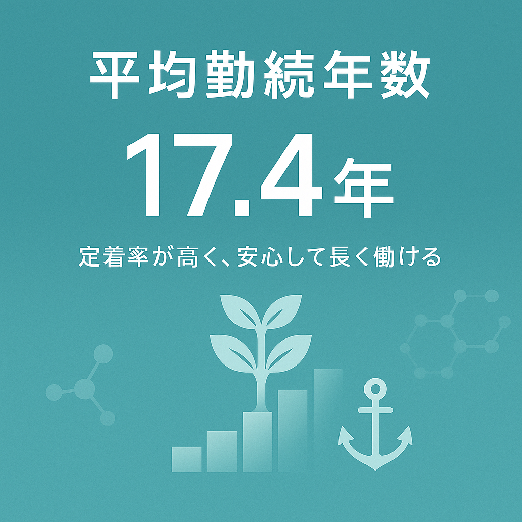 平均勤続年数17.4年（定着率が高く、安心して長く働ける）